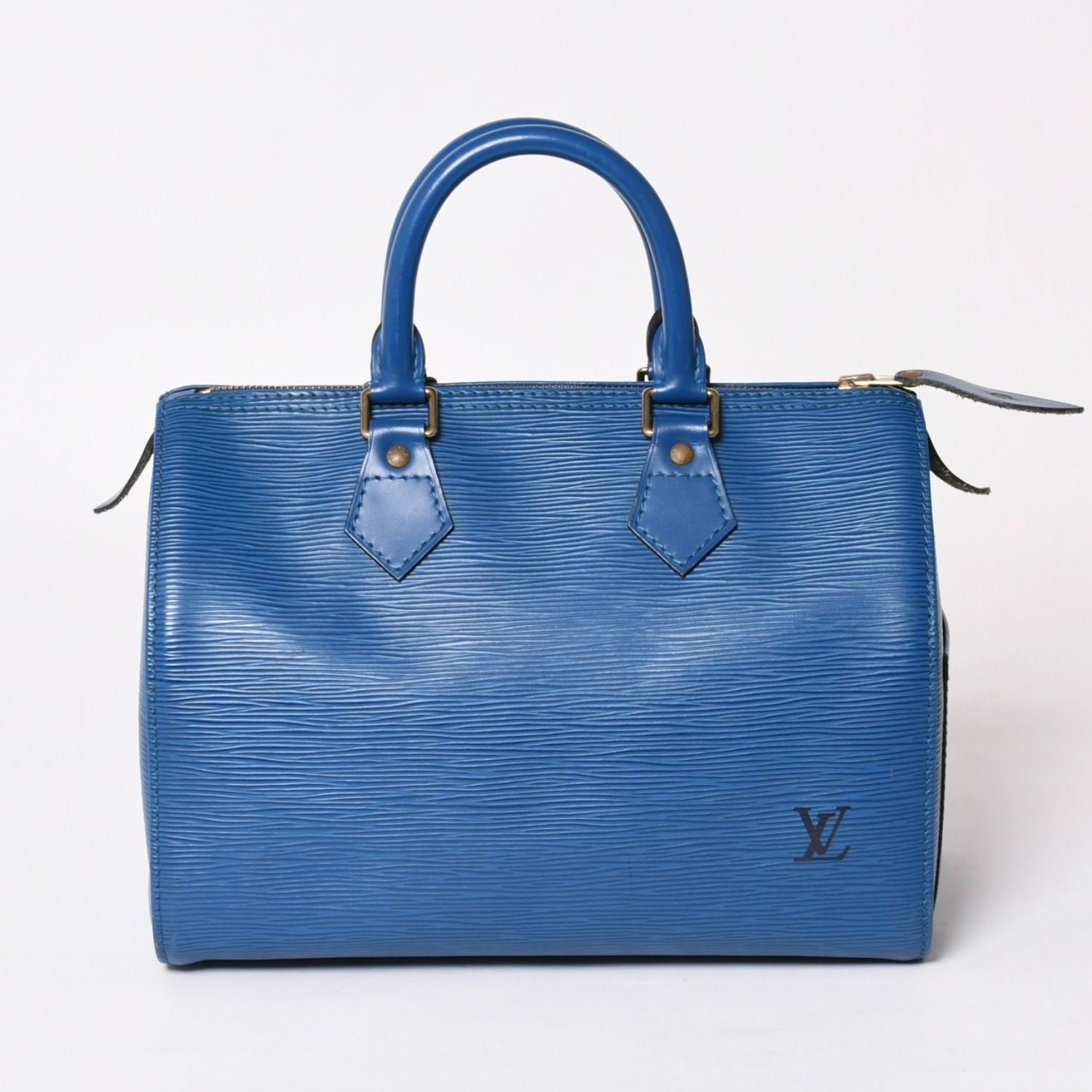 Louis Vuitton Speedy 25 Handbag Epi Leather Blue Gold