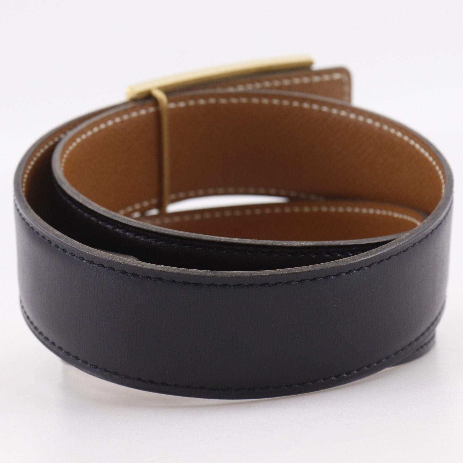 Hermes Hose Buckle Reversible Box Calf Veau Epsom Black Brown A Belt — view 3