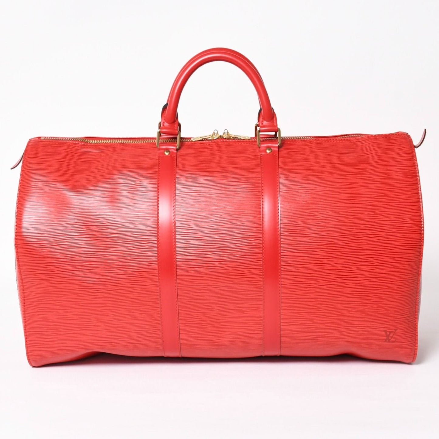 Louis Vuitton Keepall 50 Boston Bag Castilian Red Epi Leather Gold