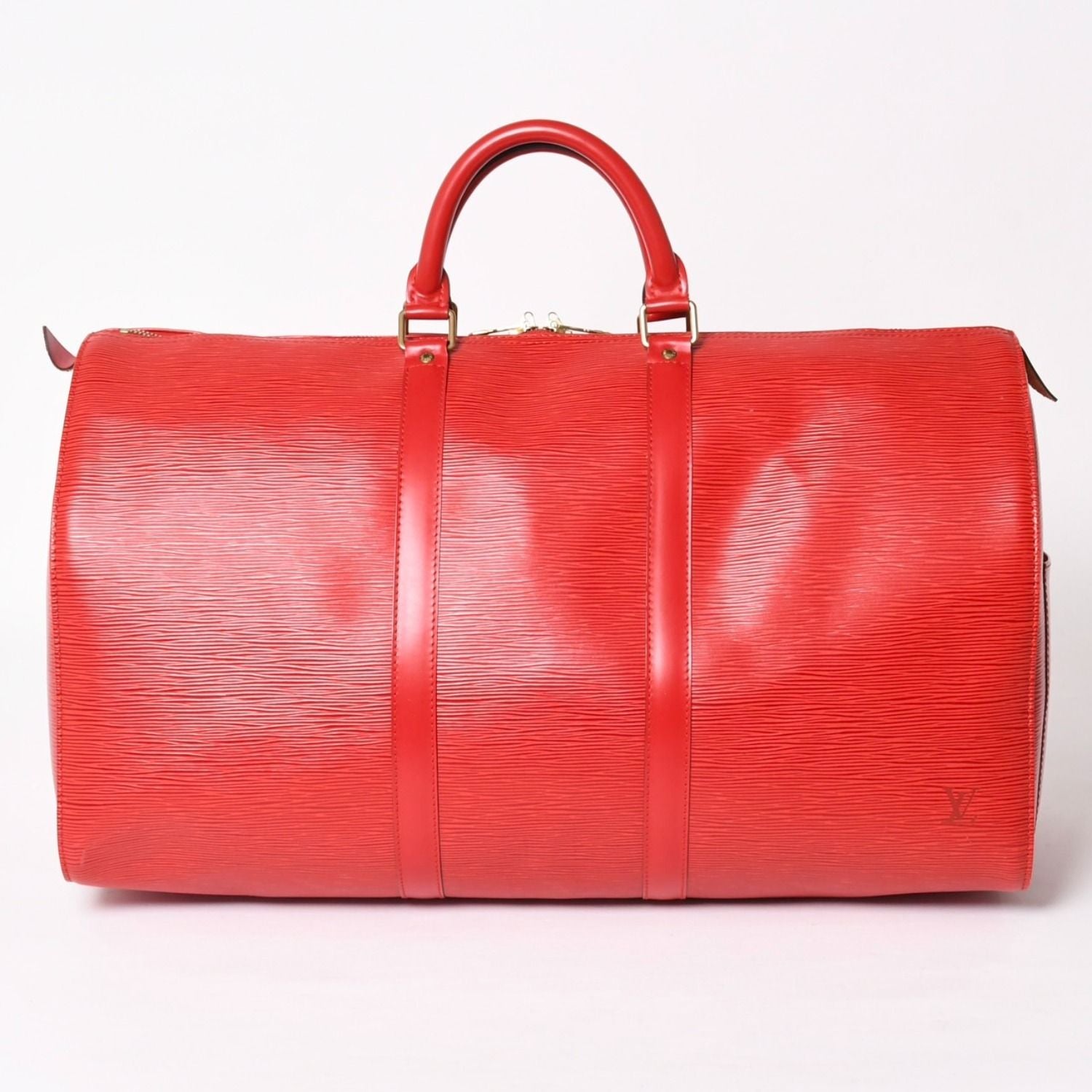 Louis Vuitton Keepall 50 Boston Bag Castilian Red Epi Leather Gold — view 2