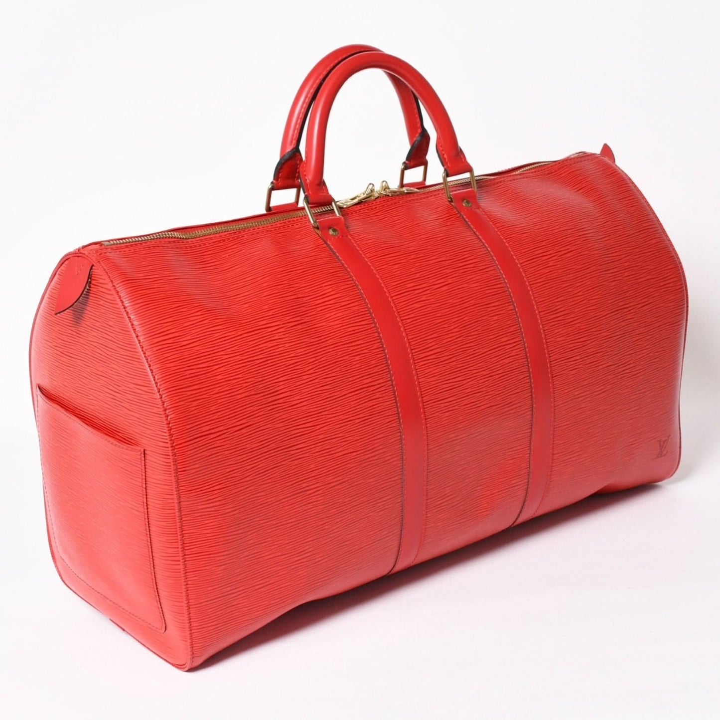 Louis Vuitton Keepall 50 Boston Bag Castilian Red Epi Leather Gold — view 3