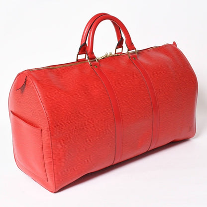 Louis Vuitton Keepall 50 Boston Bag Castilian Red Epi Leather Gold — view 3