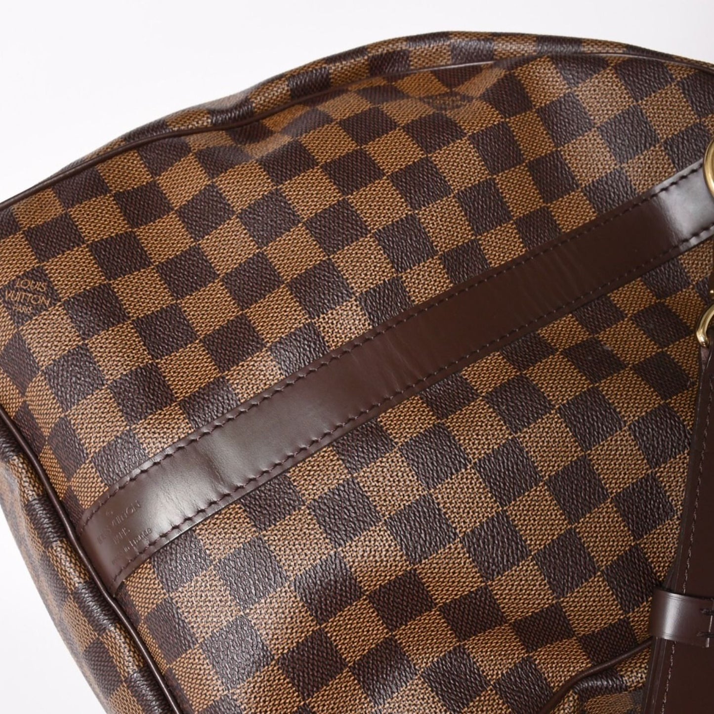 Louis Vuitton Keepall Bandouliere 55 Boston Bag Damier Ebene Brown Gold — view 5