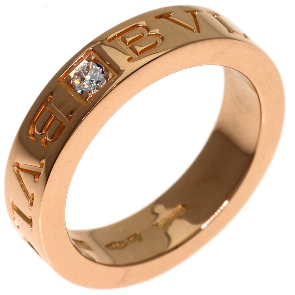 Bvlgari Double Logo Diamond Ring 18K Pink Gold — view 2