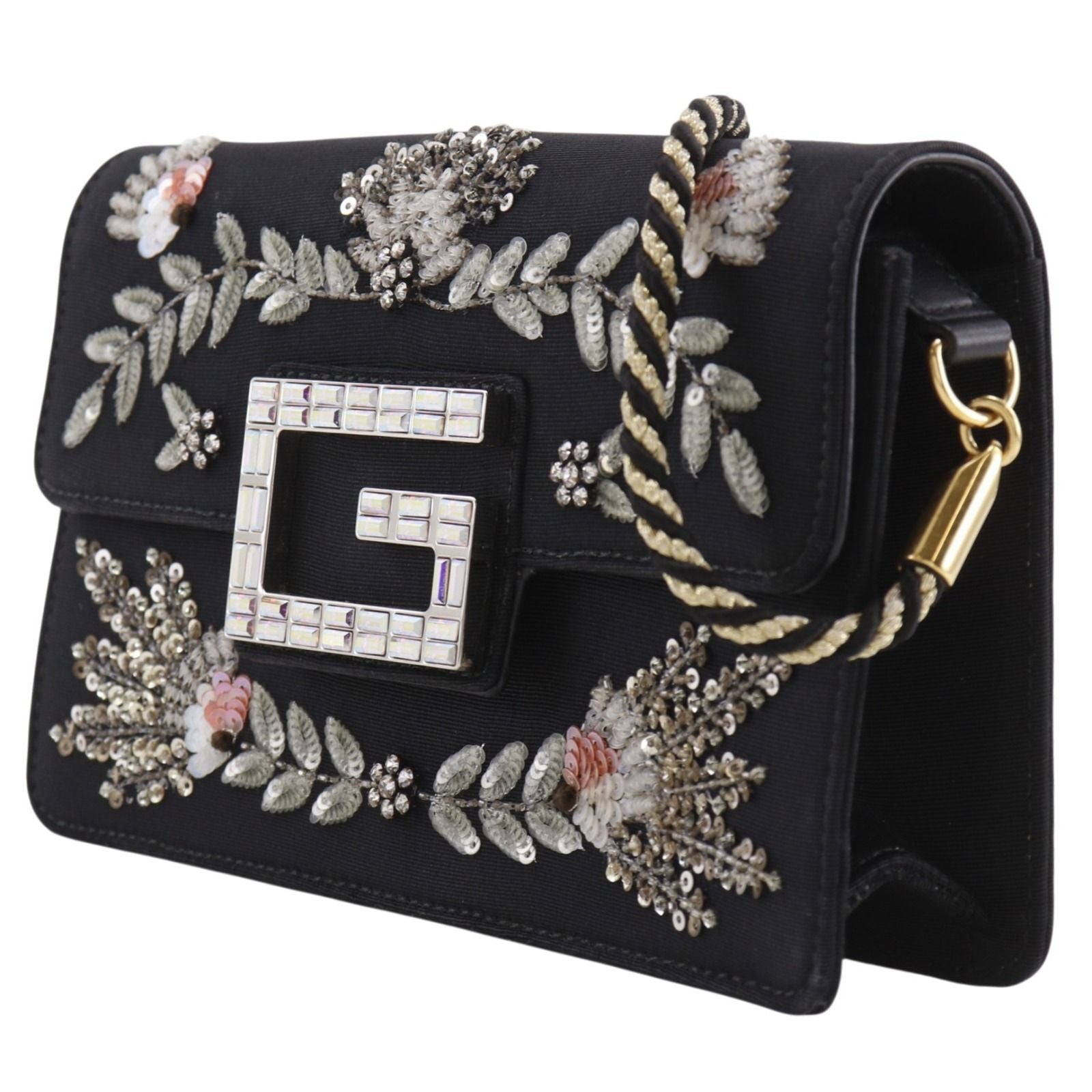Gucci Broadway Square 2-Way Clutch Cotton Rhinestone Black — view 2