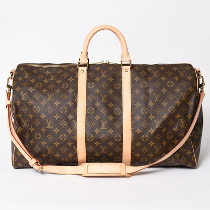Louis Vuitton Monogram Keepall Bandouliere 55 2-Way Boston Bag Brown Canvas