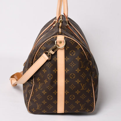 Louis Vuitton Monogram Keepall Bandouliere 55 2-Way Boston Bag Brown Canvas — view 4