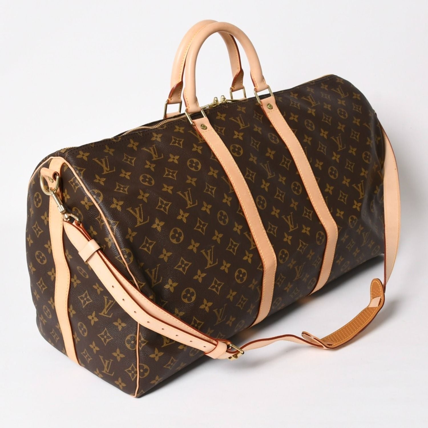 Louis Vuitton Monogram Keepall Bandouliere 55 2-Way Boston Bag Brown Canvas — view 3