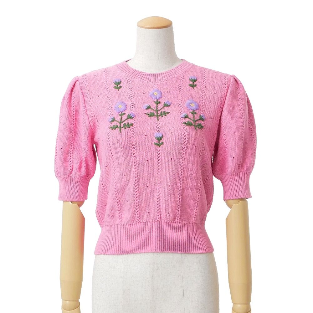Gucci Knit XS Flower Puff Sleeve Short Sweater