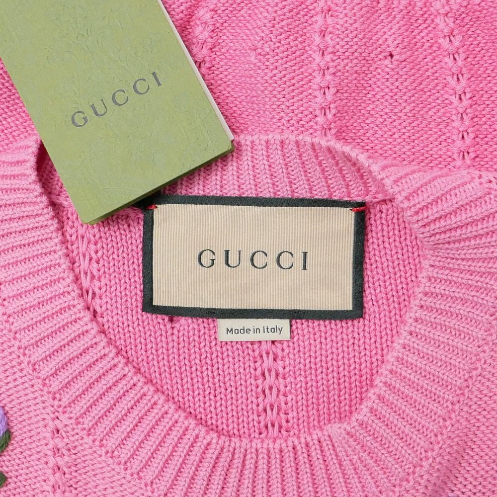 Gucci Knit XS Flower Puff Sleeve Short Sweater — view 6