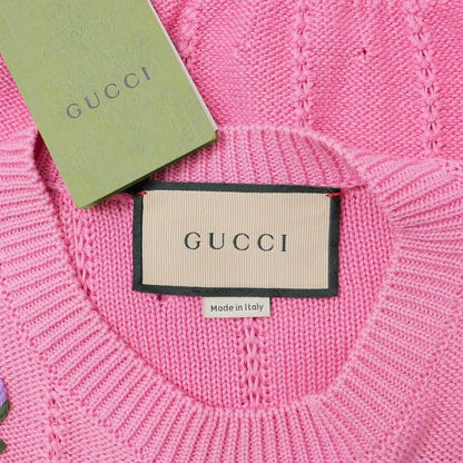 Gucci Knit XS Flower Puff Sleeve Short Sweater — view 6