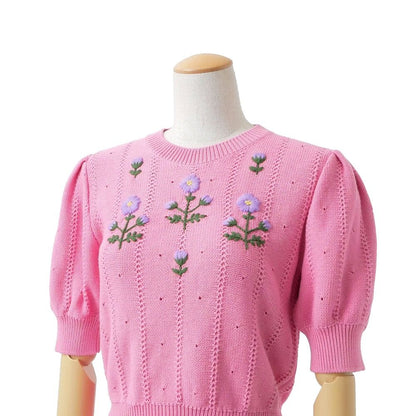 Gucci Knit XS Flower Puff Sleeve Short Sweater — view 2