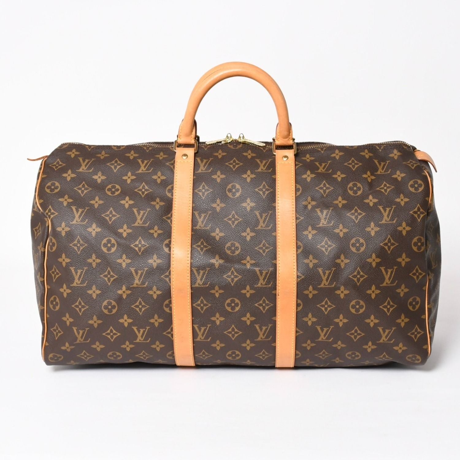 Louis Vuitton Keepall 50 Boston Bag Leather Monogram Gold