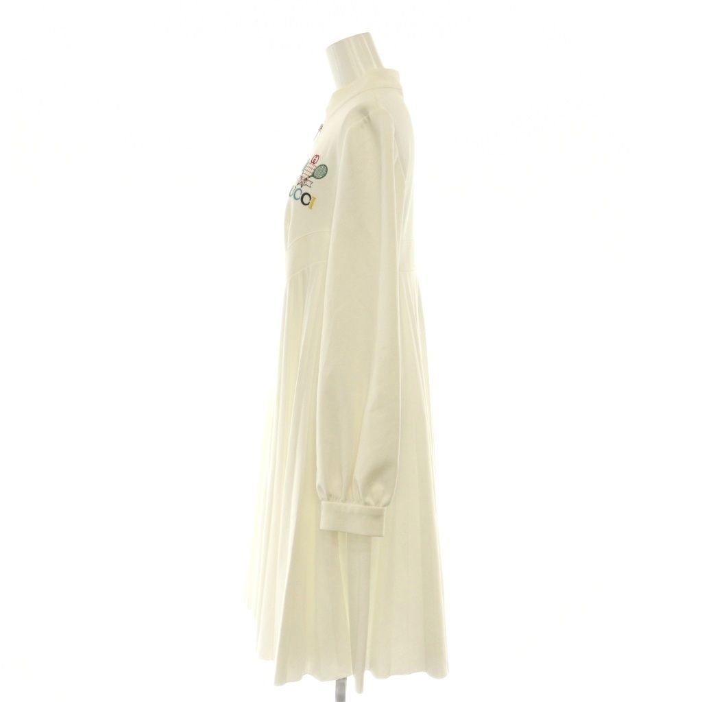 Gucci Tennis Logo Pleated Dress Front Zip Knee Length Long Sleeve — view 3