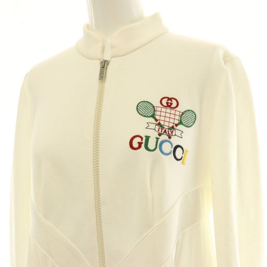 Gucci Tennis Logo Pleated Dress Front Zip Knee Length Long Sleeve — view 4