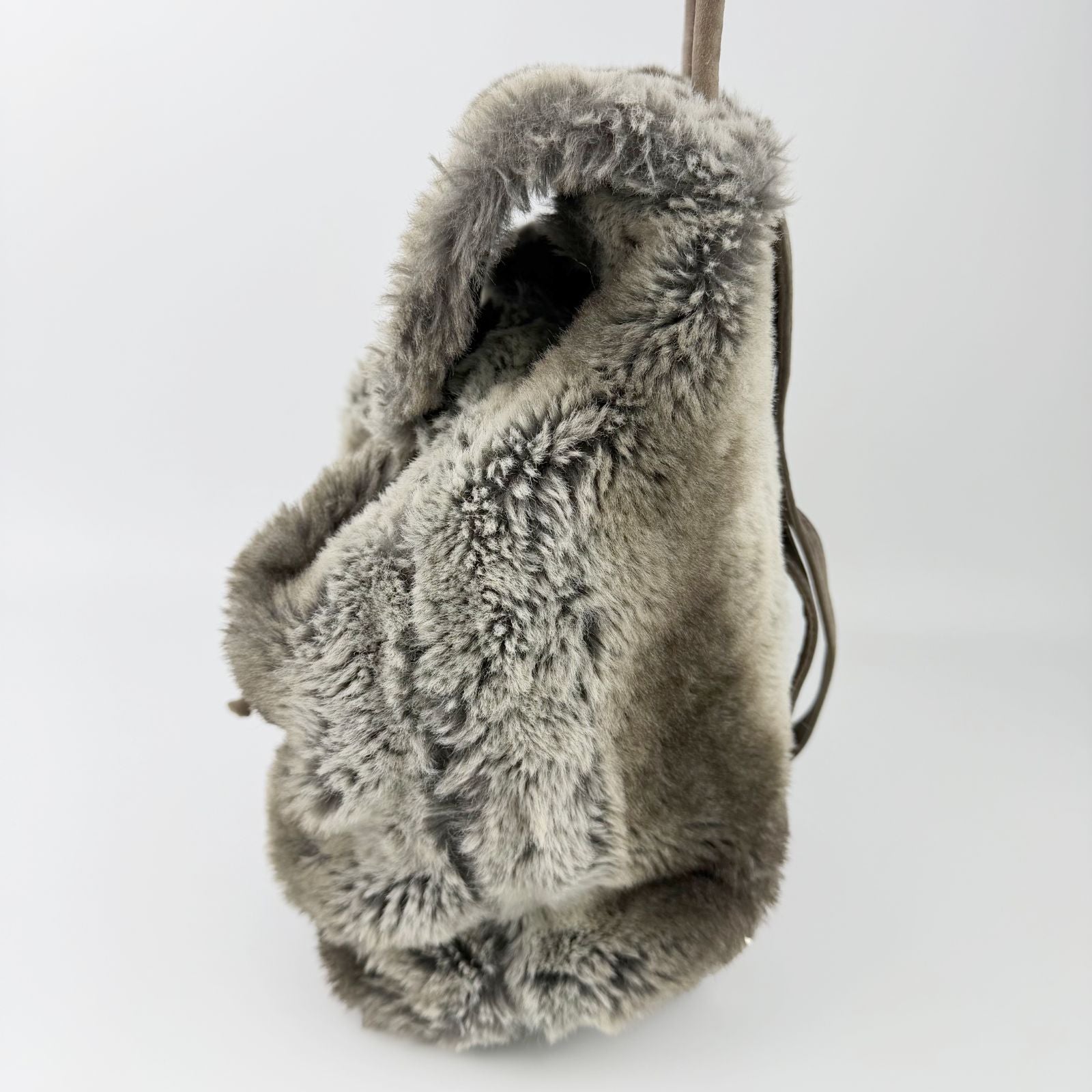 Fendi Zucca Pattern Lining Backpack Suede Gray Brown Vintage — view 4