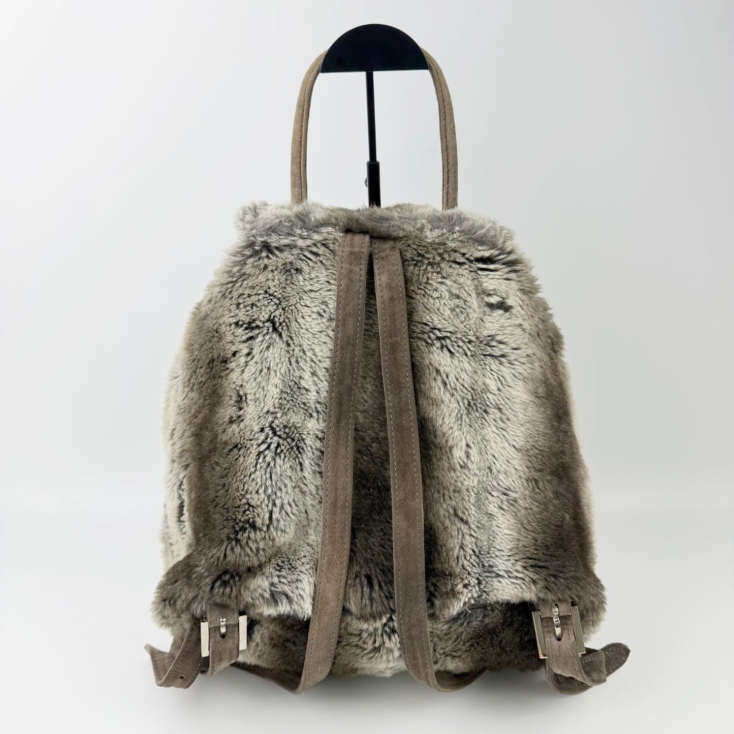 Fendi Zucca Pattern Lining Backpack Suede Gray Brown Vintage — view 3