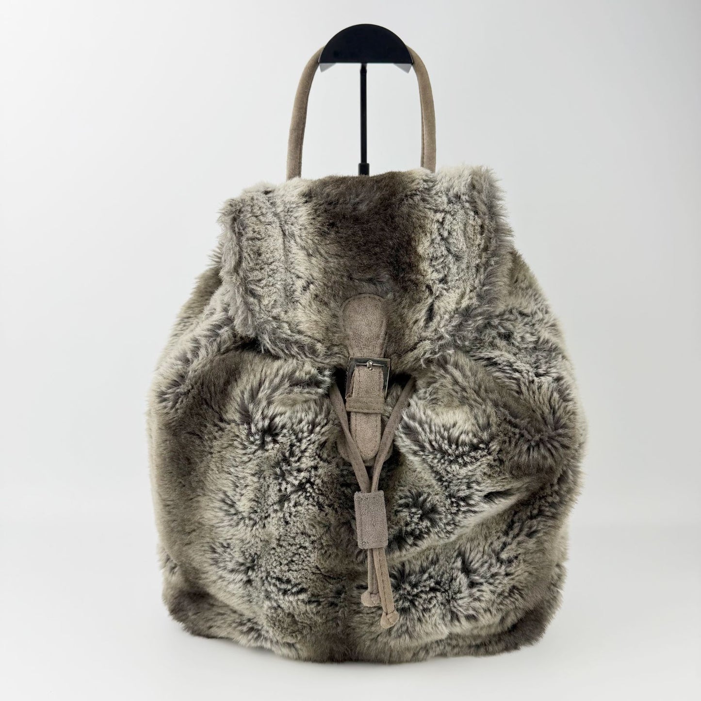Fendi Zucca Pattern Lining Backpack Suede Gray Brown Vintage — view 2