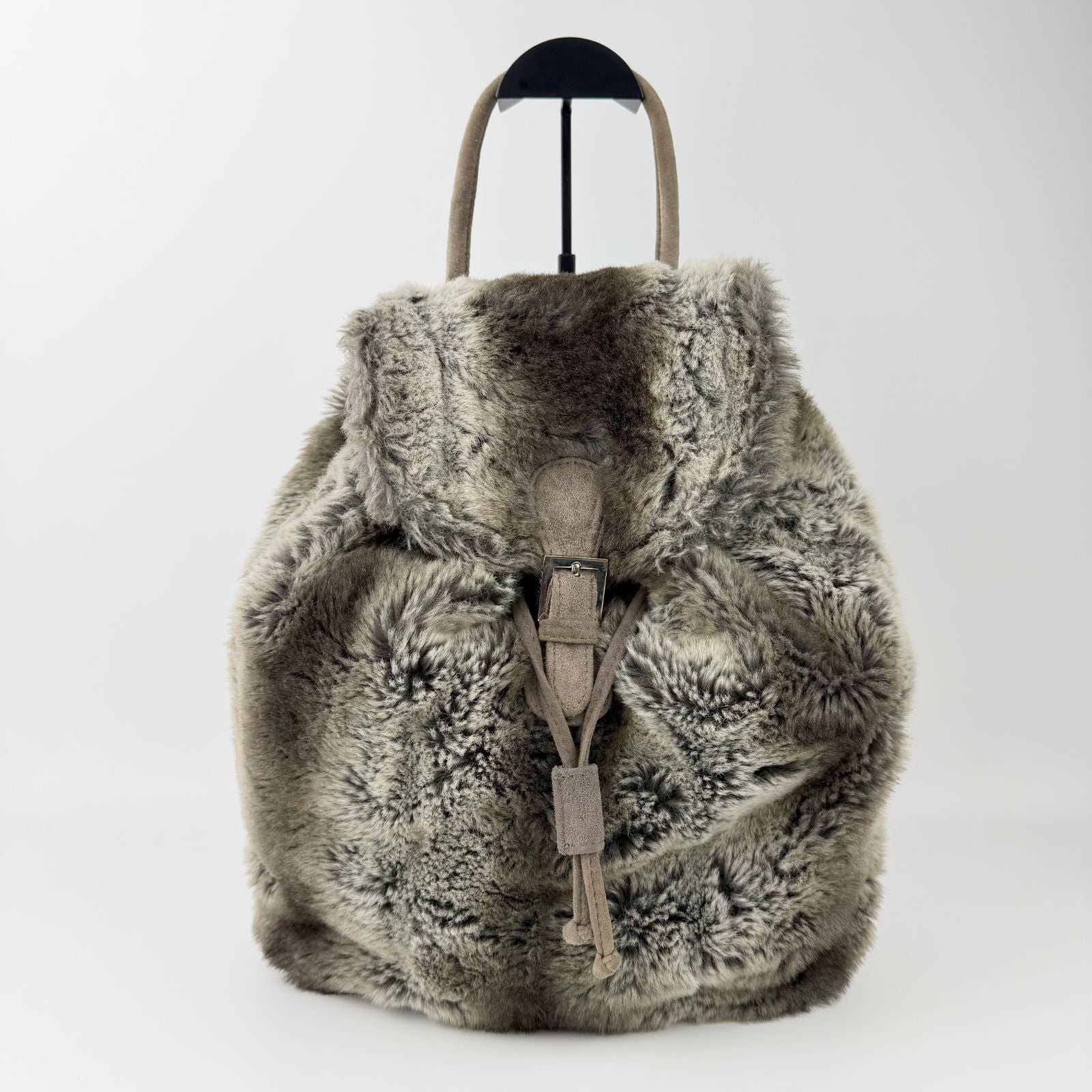 Fendi Zucca Pattern Lining Backpack Suede Gray Brown Vintage — view 2