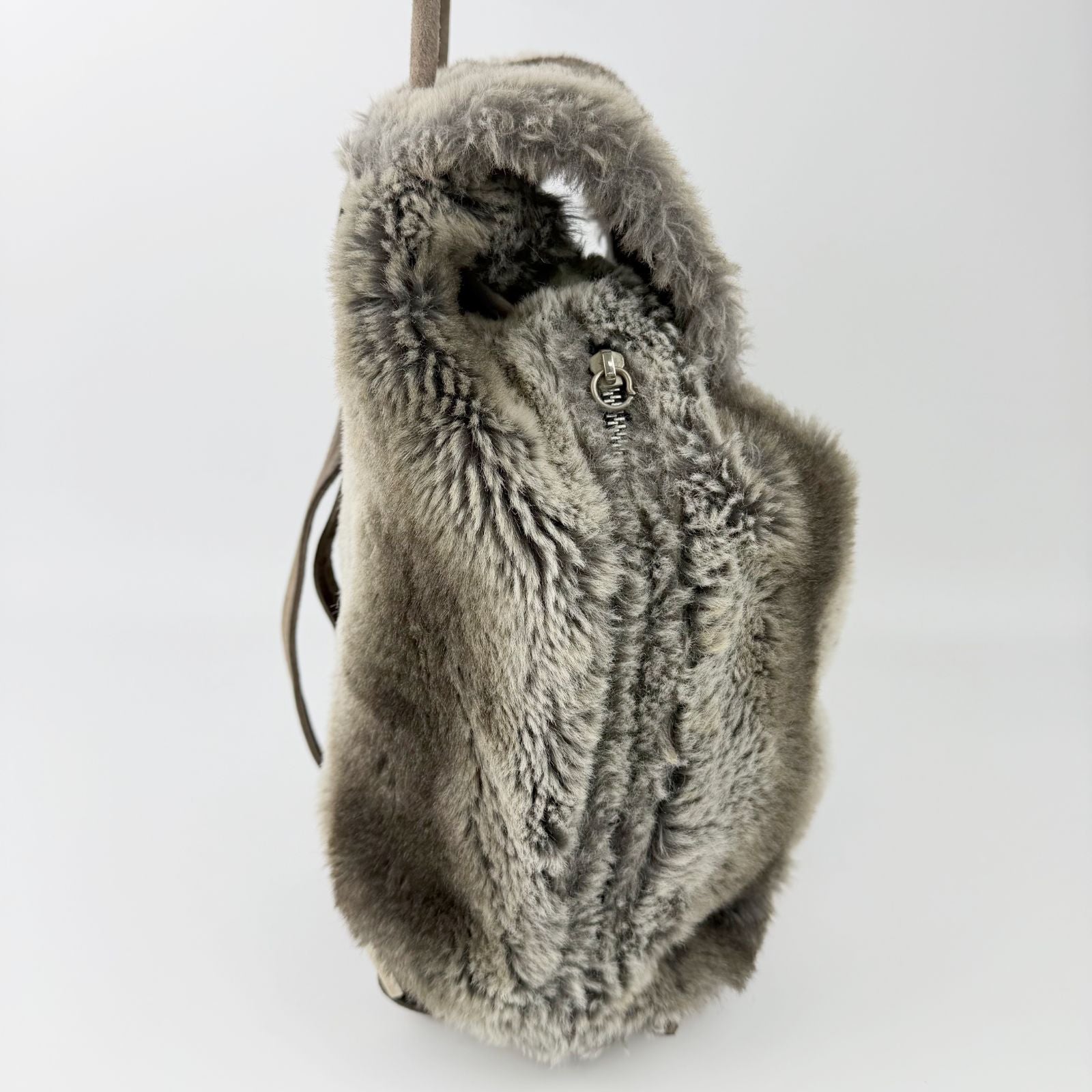 Fendi Zucca Pattern Lining Backpack Suede Gray Brown Vintage — view 5