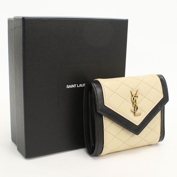 Saint Laurent Multi Fold Wallet Trifold Lambskin