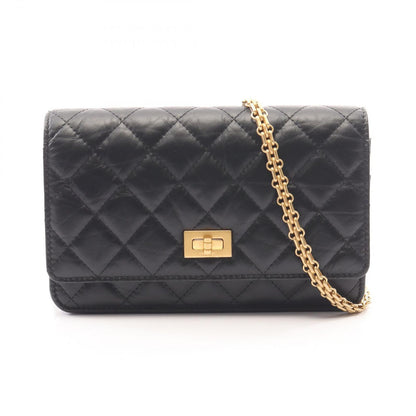 Chanel Shoulder Bag 2.55 Quilted Mini Black Calfskin Chain Wallet