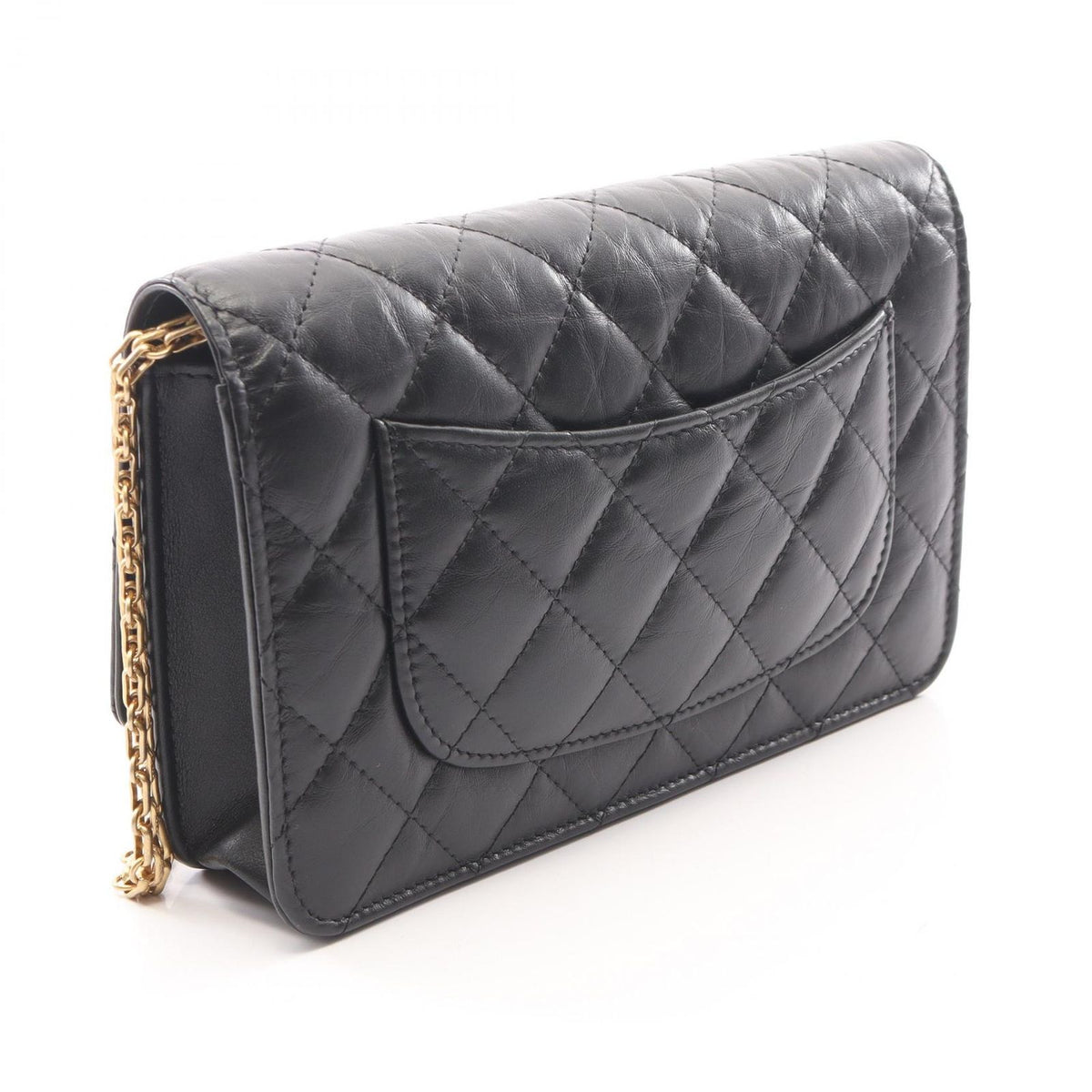 Chanel Shoulder Bag 2.55 Quilted Mini Black Calfskin Chain Wallet — view 2