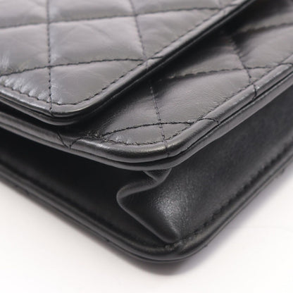Chanel Shoulder Bag 2.55 Quilted Mini Black Calfskin Chain Wallet — view 7