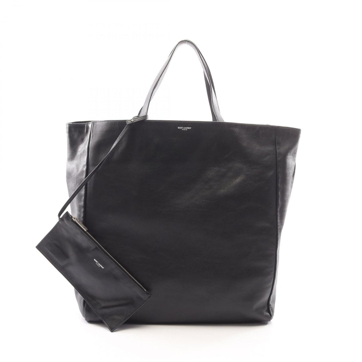 Saint Laurent Paris Tote Bag Logo Black Leather