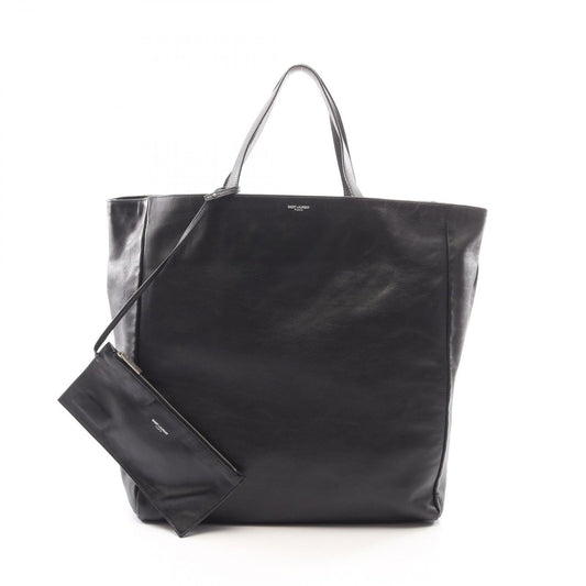 Saint Laurent Paris Tote Bag Logo Black Leather