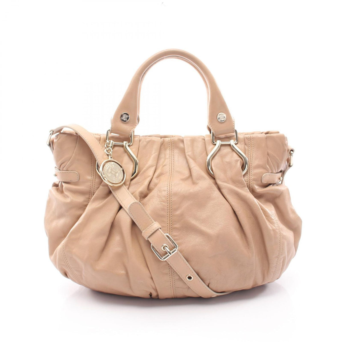 Celine Handbag Pillow Small 2-Way Beige Leather Shoulder Bag