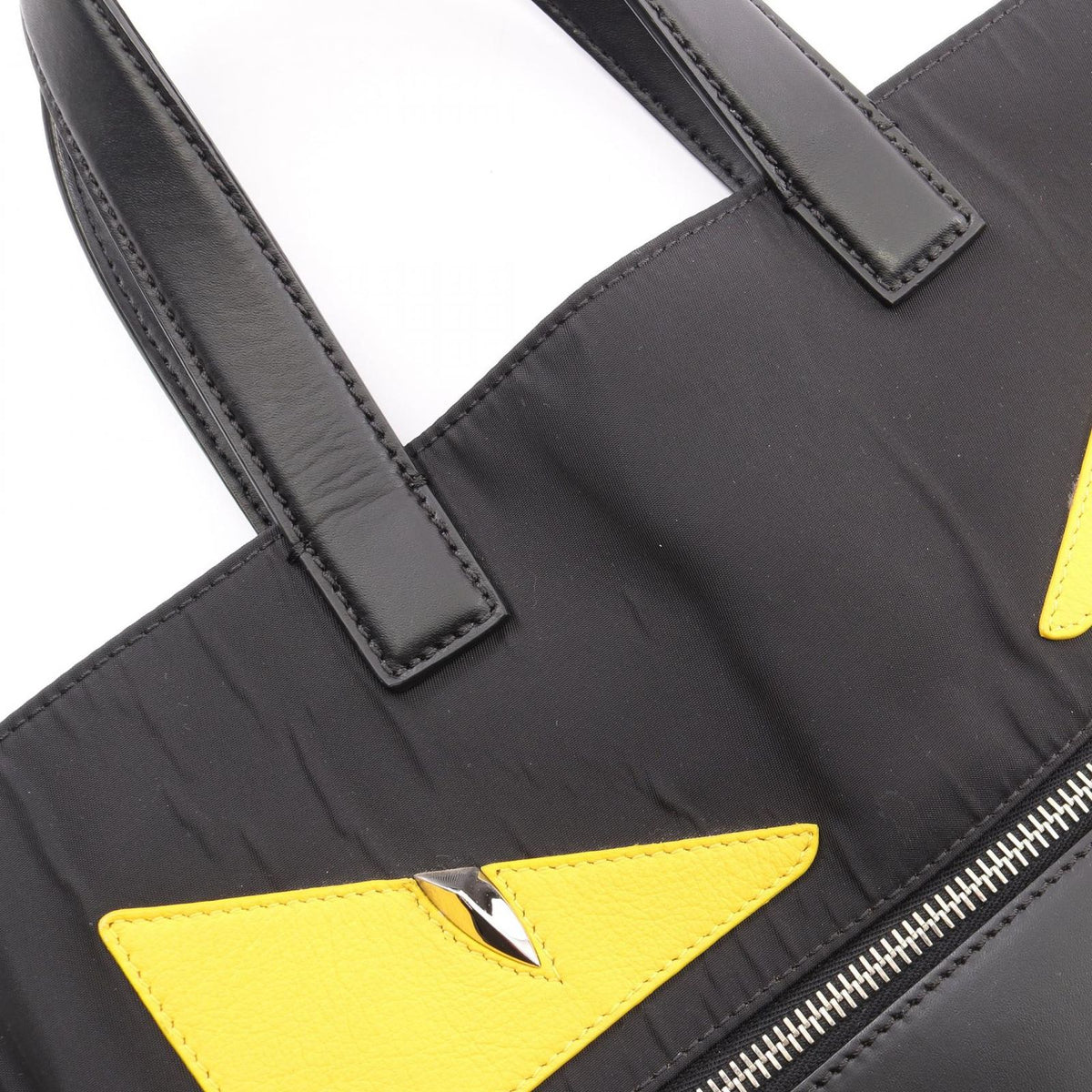 Fendi Tote Bag Bugs Monster Black Nylon Leather — view 6