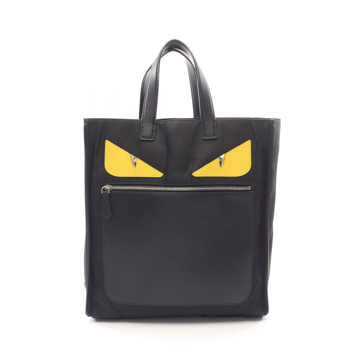 Fendi Tote Bag Bugs Monster Black Nylon Leather