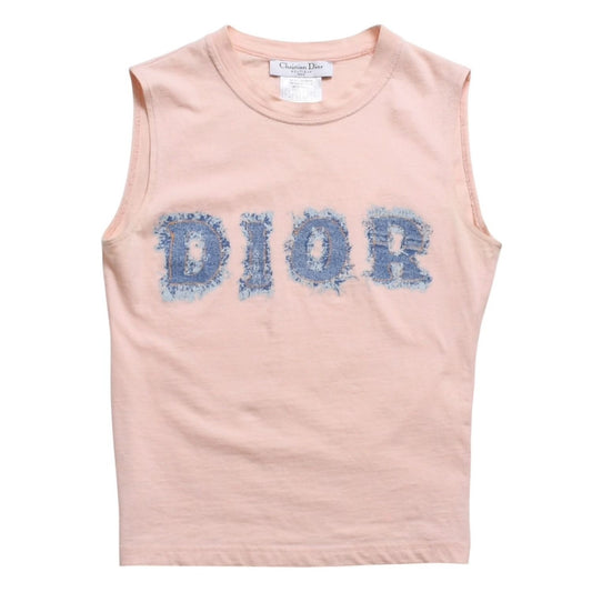 Dior Denim Logo Sleeveless Tank Top Galliano Era 36
