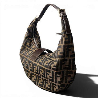 Fendi Zucca Pattern Hobo Half Moon Shoulder Bag Brown — view 4