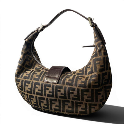 Fendi Zucca Pattern Hobo Half Moon Shoulder Bag Brown — view 3