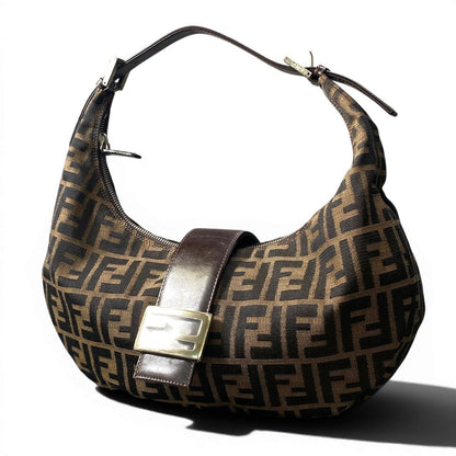 Fendi Zucca Pattern Hobo Half Moon Shoulder Bag Brown — view 2