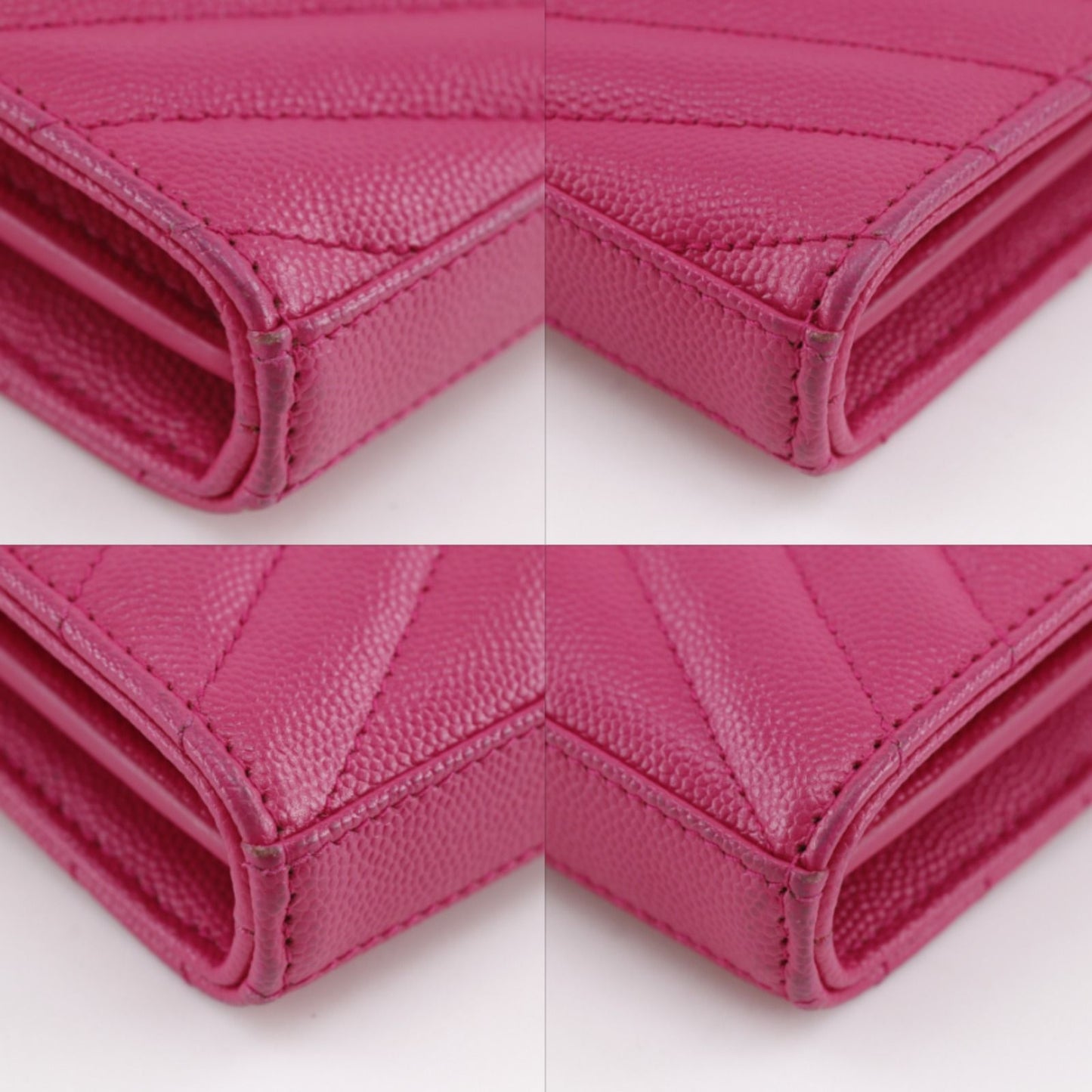 Saint Laurent Chain Shoulder Bag Quilted Leather Pink Wallet — view 4