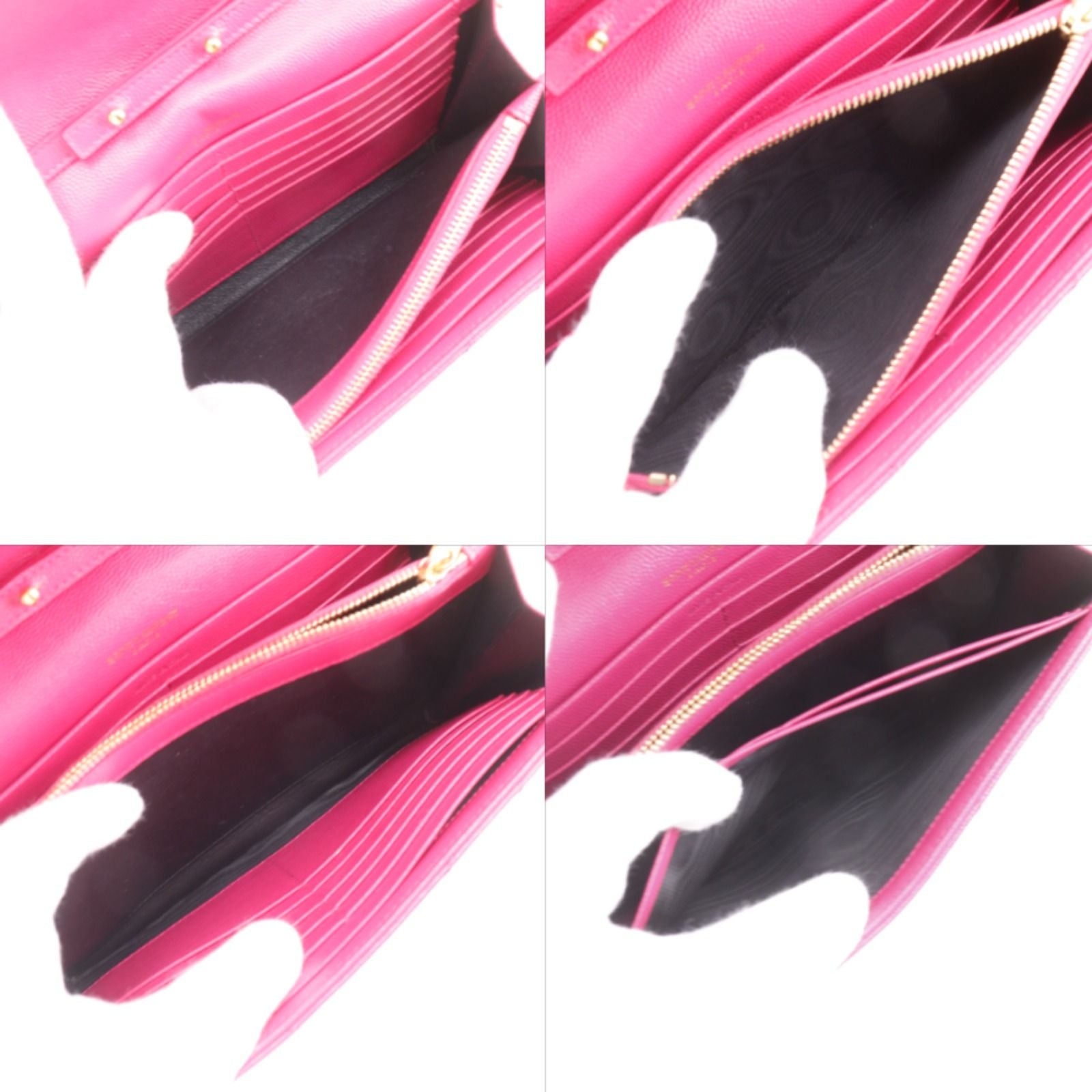 Saint Laurent Chain Shoulder Bag Quilted Leather Pink Wallet — view 6