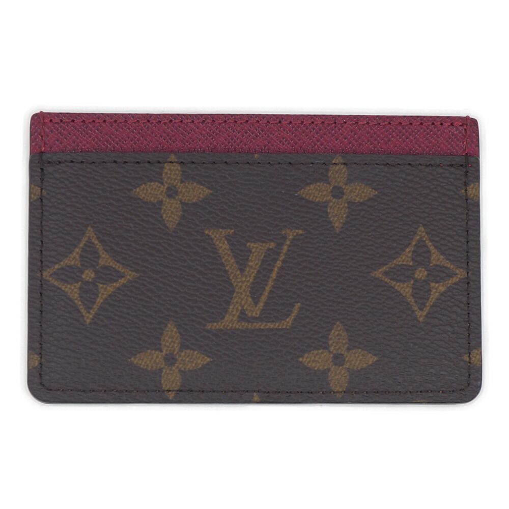 Louis Vuitton Monogram Card Case Holder Sample Brown Red — view 2