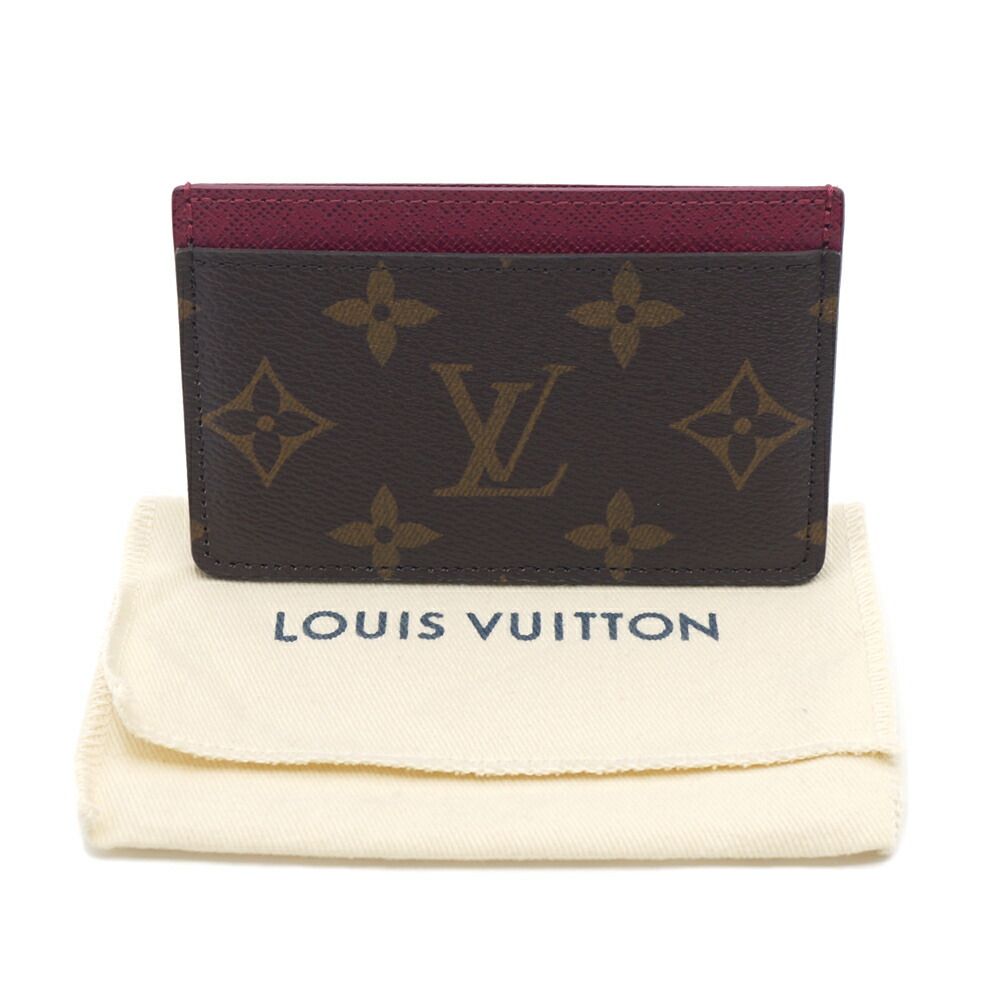 Louis Vuitton Monogram Card Case Holder Sample Brown Red — view 8