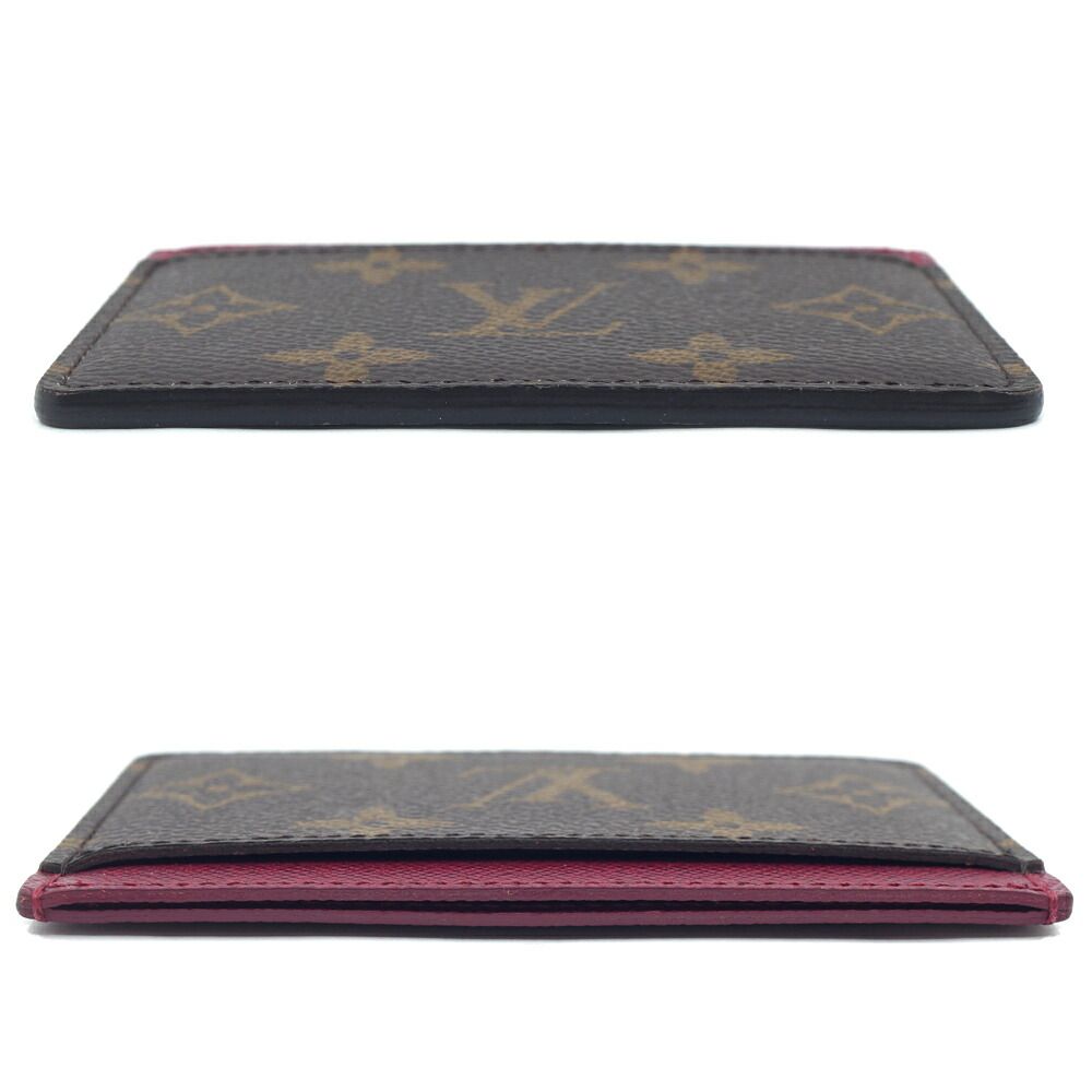 Louis Vuitton Monogram Card Case Holder Sample Brown Red — view 3
