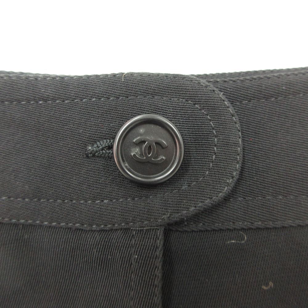 Chanel Long Skirt CC Logo Button Wrap Style Tight Maxi Length Black — view 4