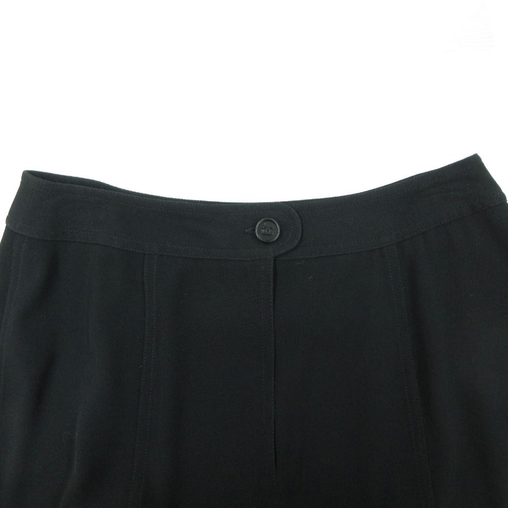 Chanel Long Skirt CC Logo Button Wrap Style Tight Maxi Length Black — view 3