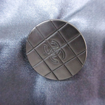 Chanel Trench Coat Vintage Silk Blend CC Logo Button Cotton Double Navy — view 7