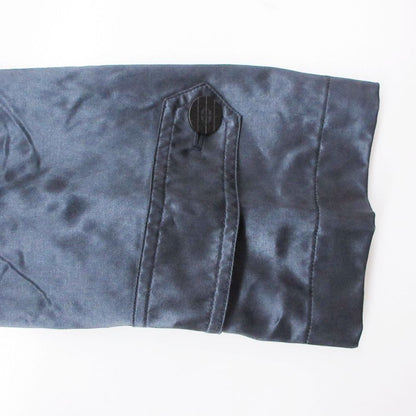 Chanel Trench Coat Vintage Silk Blend CC Logo Button Cotton Double Navy — view 6