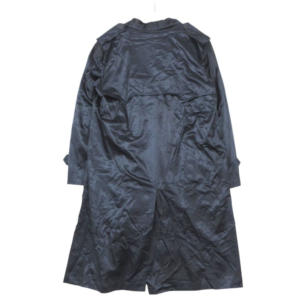 Chanel Trench Coat Vintage Silk Blend CC Logo Button Cotton Double Navy — view 2