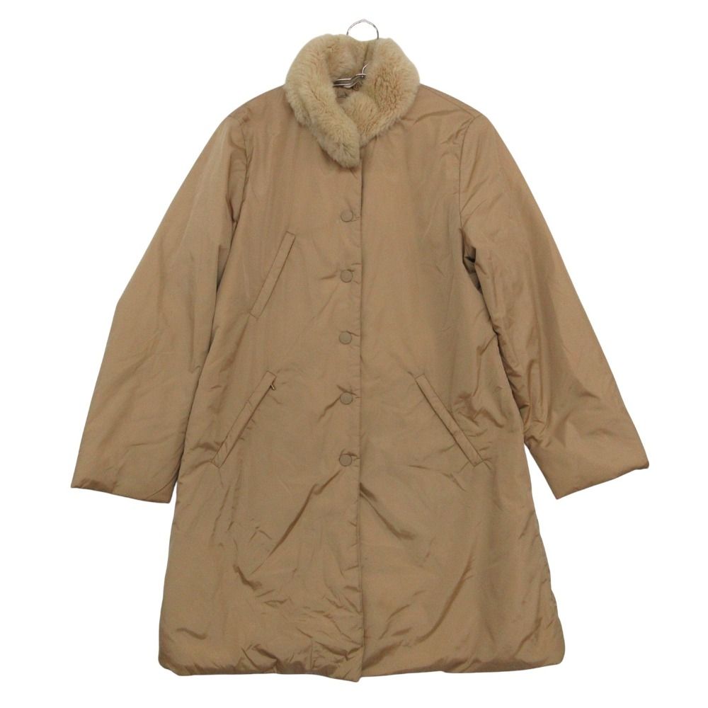 Max Mara S Coat with Alpaca Down Soutien Collar Beige