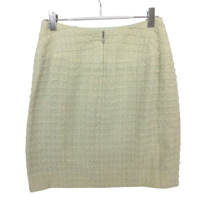 Chanel Set Vintage Tweed Suit with Ribbon CC Logo Button Jacket Skirt Green — view 5