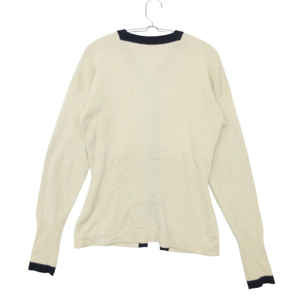 Chanel Cardigan 100% Pure Cashmere Bicolor Long Knit Neck Gold Button CC Logo — view 2
